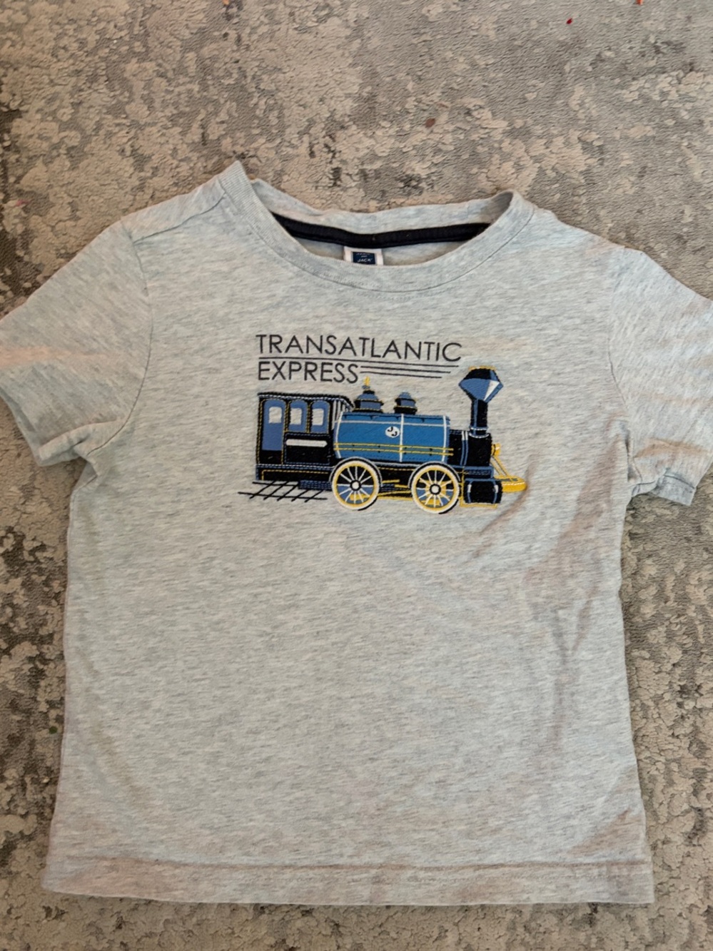 Janie and Jack Light Gray Tee with Blue and Yellow Train